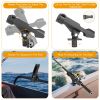 Boat Fishing Pole Rod Holder 360Â° Rotatable Kayak Side Rail Mount Adjustable Folding Rod Holder with Large Clamp