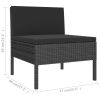 Patio Chairs 3 pcs with Cushions Poly Rattan Black