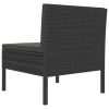 Patio Chairs 3 pcs with Cushions Poly Rattan Black